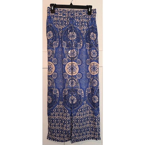 Rose &‎ Thyme Womens Pants Multicolor Geometric High Rise Pull On Smocked Boho S - Picture 1 of 9